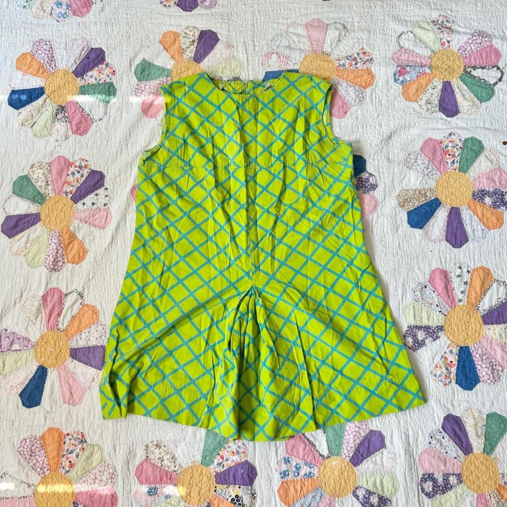 True Vintage 1960s Sleeveless handmade Pleated Mini romper